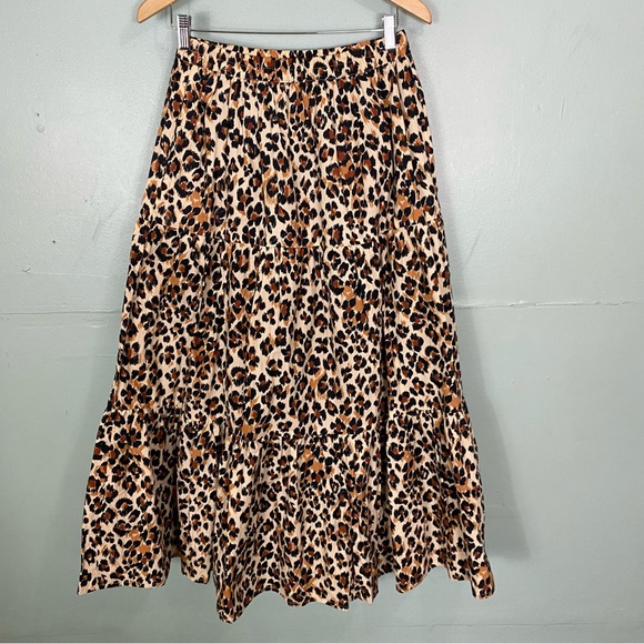 Mille Paola Maxi Skirt Cheetah Brown Black Pull On XL - Picture 2 of 5